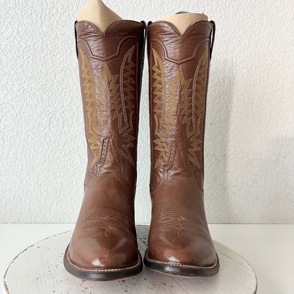 Rod Patrick Mens Cowboy Boots 11B Brown Leather Sole Round Toe 12" Tall Shaft - Picture 5 of 12